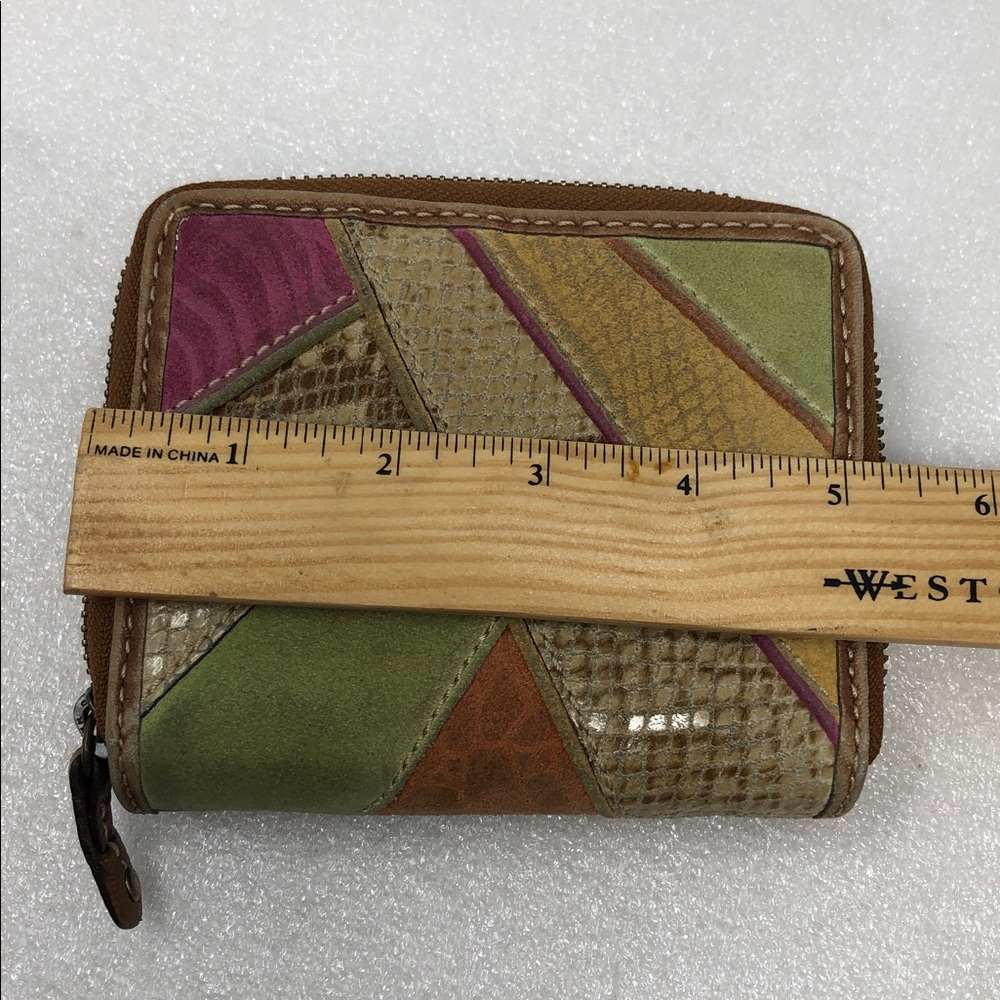 Fossil Wallet Brown Multicolor Patchwork Leather … - image 8